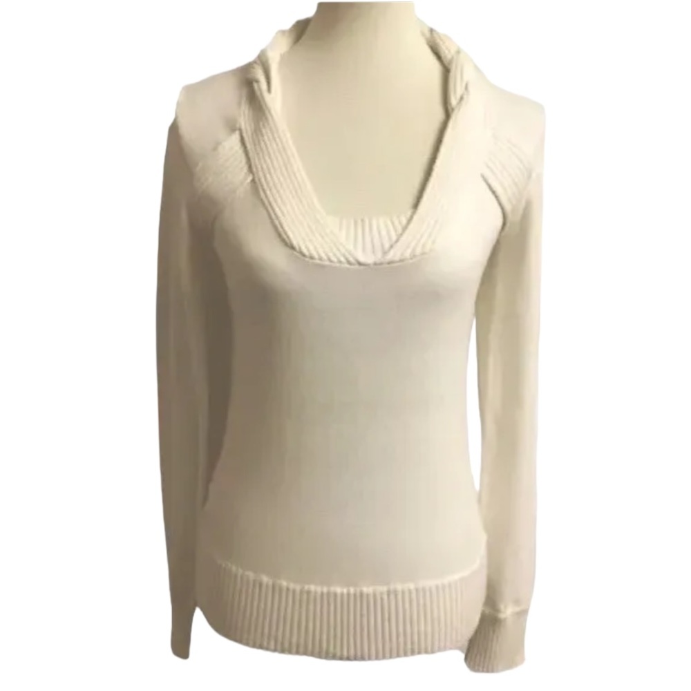 BCBGeneration Twister Cable Sweater Womens M Ecru White